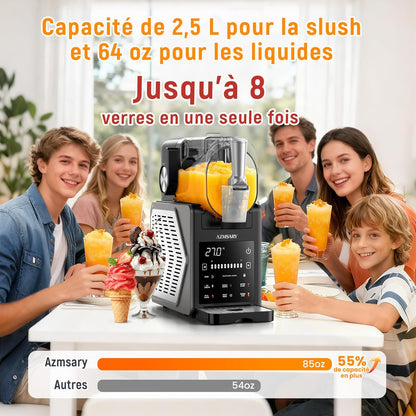 Slush-machine, 2,5 liter ijsmachine en slushie machine voor thuis, met led-display, 6 vooraf ingestelde programma's voor ijs, frappés, milkshakes, automatische reiniging (zwart)