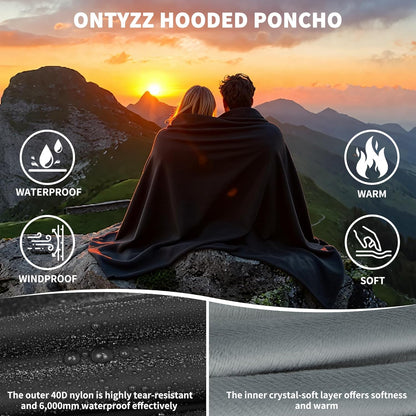 Picknickdeken, 150 x 200 cm, campingdeken, ultralicht, warm, outdoor deken, waterdichte slaapdeken met Crystal Velvet voering, draagbare slaapzak, winddichte poncho voor reizen, stadion, concerten