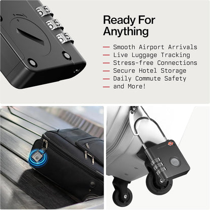 KeySmart SmartLock Tracking Bagagesloten TSA Goedgekeurd - Compatibel met Apple Find My App, Bluetooth GPS-tracker, waterbestendig, vergrendel uw koffers en houd het bij (5 stuks)
