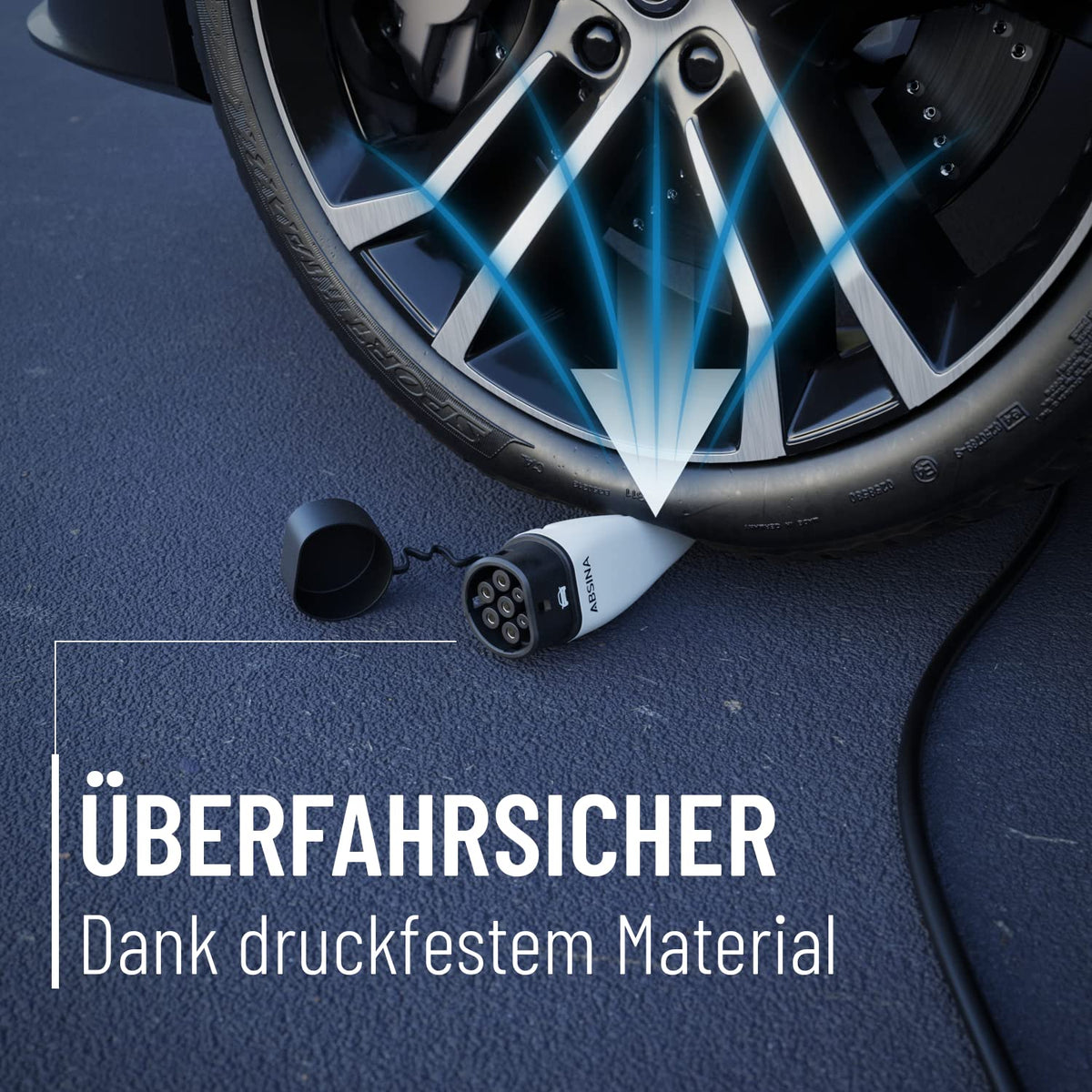 ABSINA Type 2 oplaadkabel 11 kW & 16 A voor hybride en elektrische auto, 7,5 meter, type 2 oplaadkabel, 3-fase, mode 3 oplaadkabel, compatibel met model 3, e-Up, ID.3, Zoe, EQ fortwo, Kona Electrisch