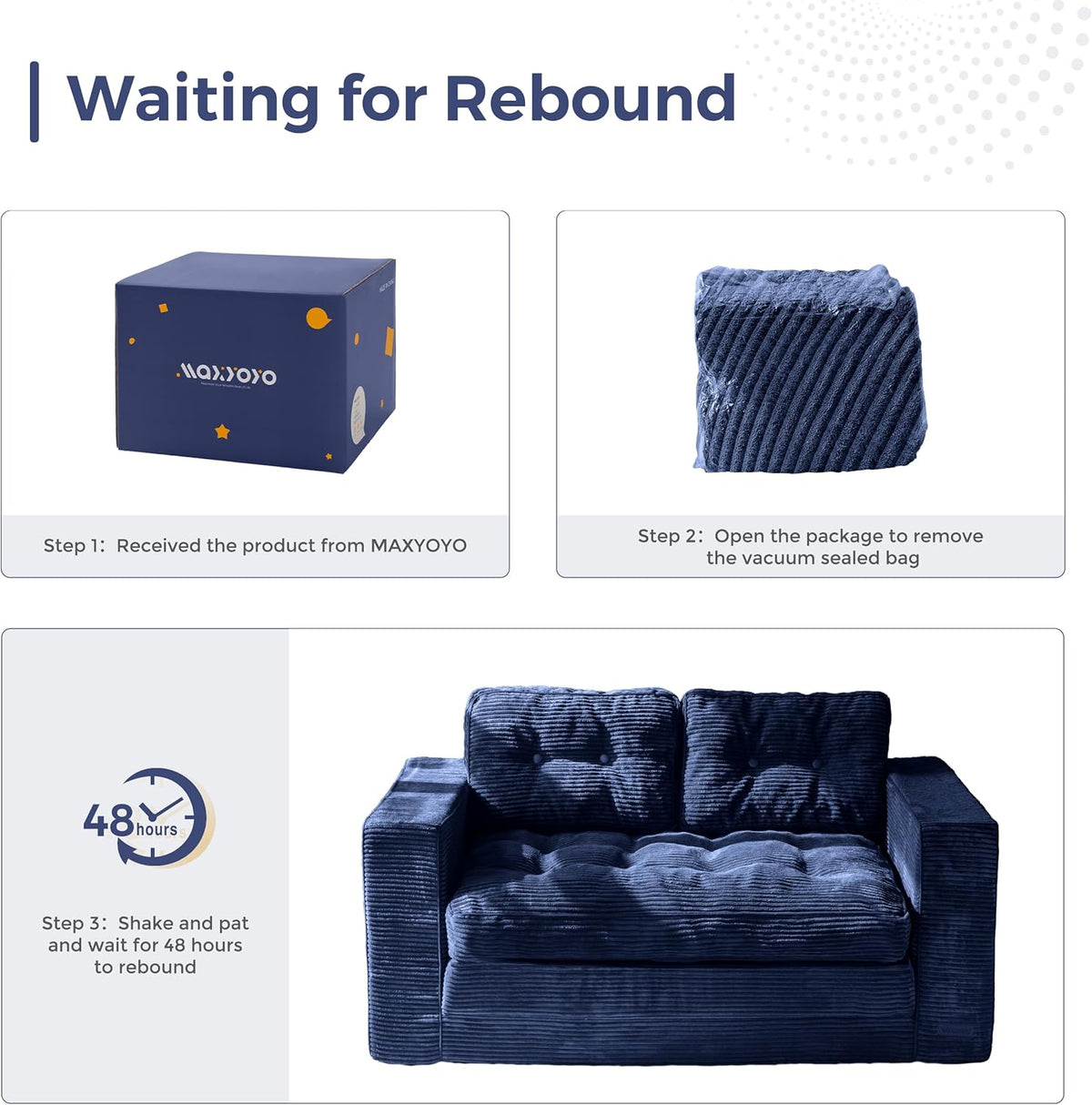 MAXYOYO Slaapbank, loveseat, omvormbaar met 2 kussens, 2-in-1 comfortabele corduroy bank, 2-zits, vloerligstoel, uitschuifbaar slaapgedeelte 101x196 cm, 15 cm dun schuim