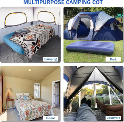 KAMPKEEPER Camping Cot, Opvouwbare Camping Cot met Opblaasbare Luchtmatras en Draagtas, voor Outdoor Travel Camp Beach Vakantie, Ondersteunt 500 lbs (niet inbegrepen de Airpump) -Queen