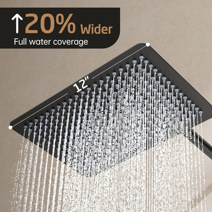 KES Douche-armatuursets, compleet met 12 inch regendouchekop en handdouche, X6248S12-BK