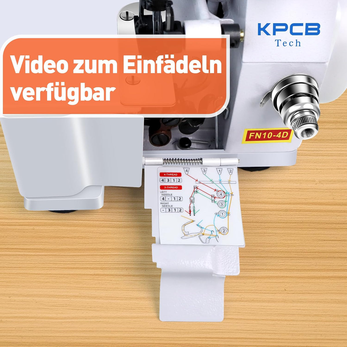 Overlock Naaimachine – Overlockmachine, Lockmachine, Afwerkmachine, Naaimachine – Wit – Voor 3 En 4 Draads Overlocksteken – 1.200 Steken per Minuut