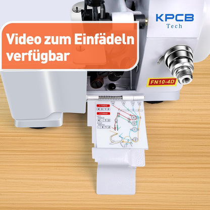 Overlock Naaimachine – Overlockmachine, Lockmachine, Afwerkmachine, Naaimachine – Wit – Voor 3 En 4 Draads Overlocksteken – 1.200 Steken per Minuut