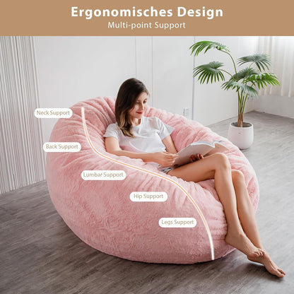 MAXYOYO Zitzakbed - converteerbaar van zitzak tot bed - grote bank met pluche hoes en pluizige vulling inbegrepen voor volwassenen, gast (roze, 150 x 150 cm)