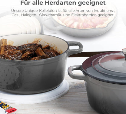 MasterPro Unique 7-Piece Cookware Set Kitchen Set with 3 Saucepans Diameter 19, 27 and 30.5 cm with Lid and 1 Casserole 24.5 cm Ergonomic Handle Suitable for All Kitchen Types - QUORE