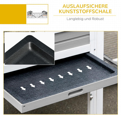PawHut rabbit hutch combination rabbit hutch XXL hutch for guinea pigs with freewheel driveway two floors for 2-4 rabbits pine wood asphalt 260 x 64 x 92 cm - QUORE