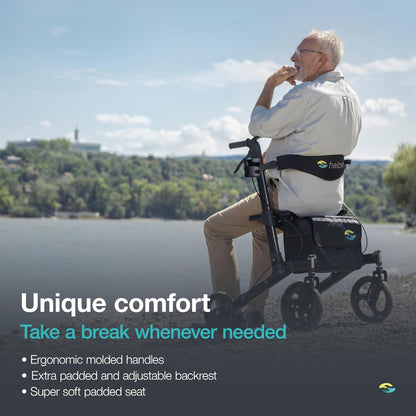 HELAVO opvouwbare premium rollator met zitting - Individueel instelbare aluminium rollator - Perfect voor thuis en buitenshuis