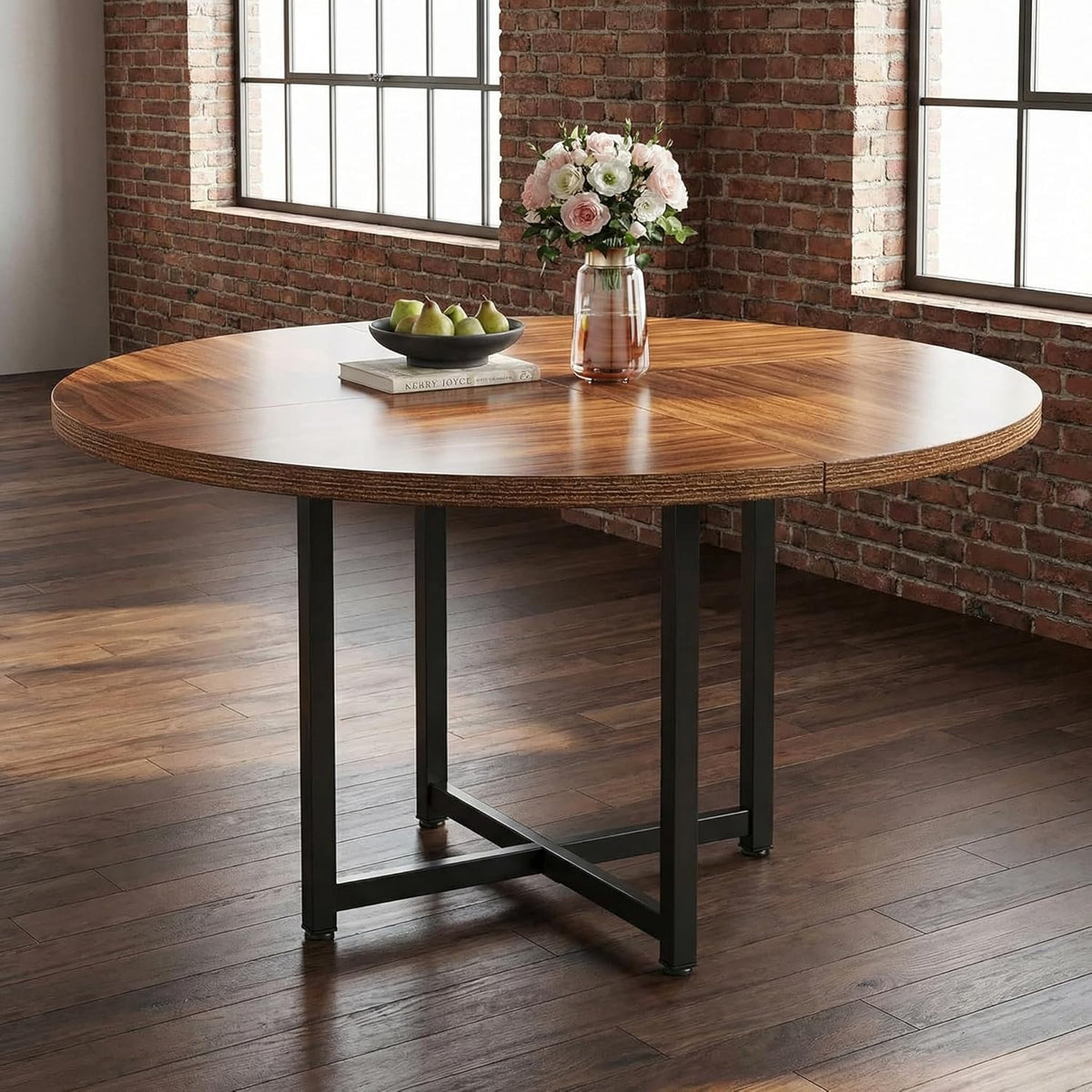 Ronde Eettafel – Ronde Tafel – Eettafel Rond – Kleine Eettafel – Keukentafel Rond – 120 cm Diameter – Industrieel Metalen Onderstel