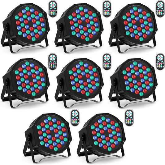 LED Spots – RGB Spotlights – Podiumverlichting – Disco Verlichting – LED Floodlights – Set Van 8 – 36 RGB LEDs Per Lamp – Inclusief Afstandsbediening