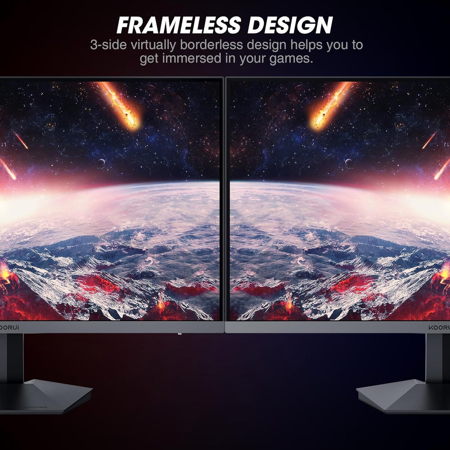 KOORUI 27 inch Gaming Monitor, PC Screen 240Hz, FHD, 1ms, Adaptive Sync (1920 x 1080p, DCI-P3 90%, SRGB 100%, HDMI, DisplayPort, VESA 75x75) - QUORE