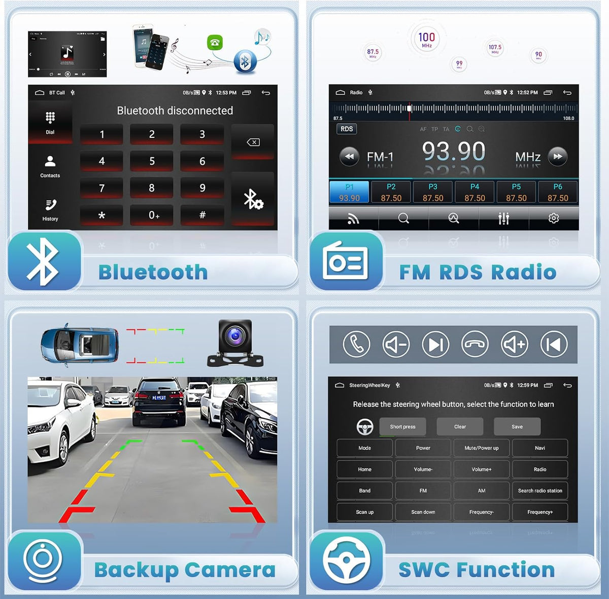 Autoradio – Android Radio – Multimedia Systeem – Inbouw Radio – 2DIN Speler – 9 Inch HD Touchscreen – Draadloze CarPlay & Android Auto