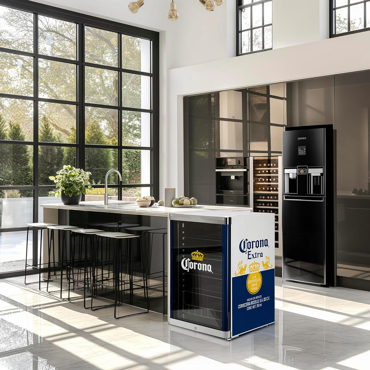 °CUBES Corona koelkast, inhoud 115 liter, met glazen deur en 4 legplanken