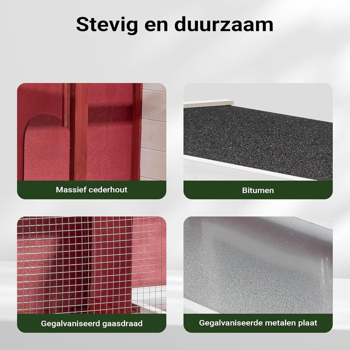Konijnenhok met twee verdiepingen en trap - uitneembare vloer - van hout - rood-wit