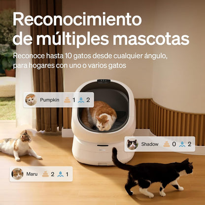 PETLIBRO Luma automatische zelfreinigende kattenbak met AI-camera, 24/7 geurcontrole, multi-katherkenning tot 10 katten, app-tracking, veiligheidssensoren, grote open bovenkant