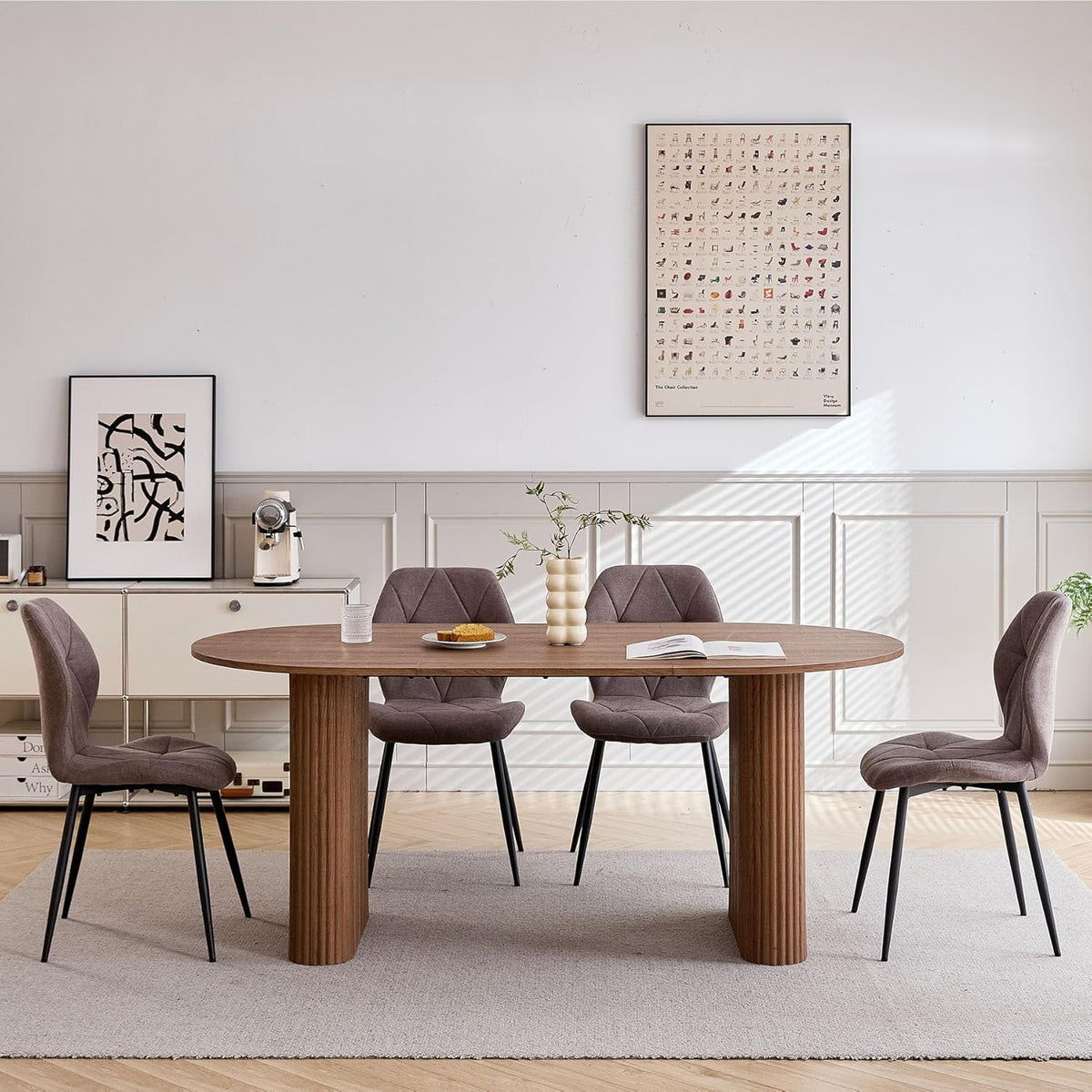 Grote Ovale Eettafel – Eettafel Rond – Keukentafel – Tafel Voor Restaurant – Werktafel – MDF Blad Met Houtnerf – Robuuste Elliptische Poten