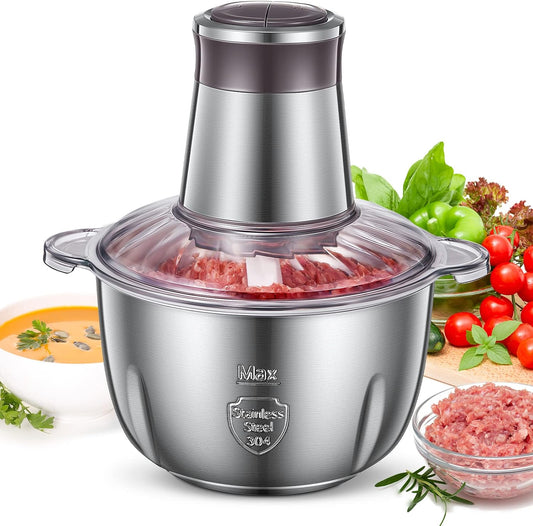 Hakmolen - Elektrische Hakmolen - Foodprocessor Multifunctionele - met 2 Snelheden - 2.5L RVS Kom - 4 RVS Messen - voor Vlees - Uien - Groenten - 350W - Zilver