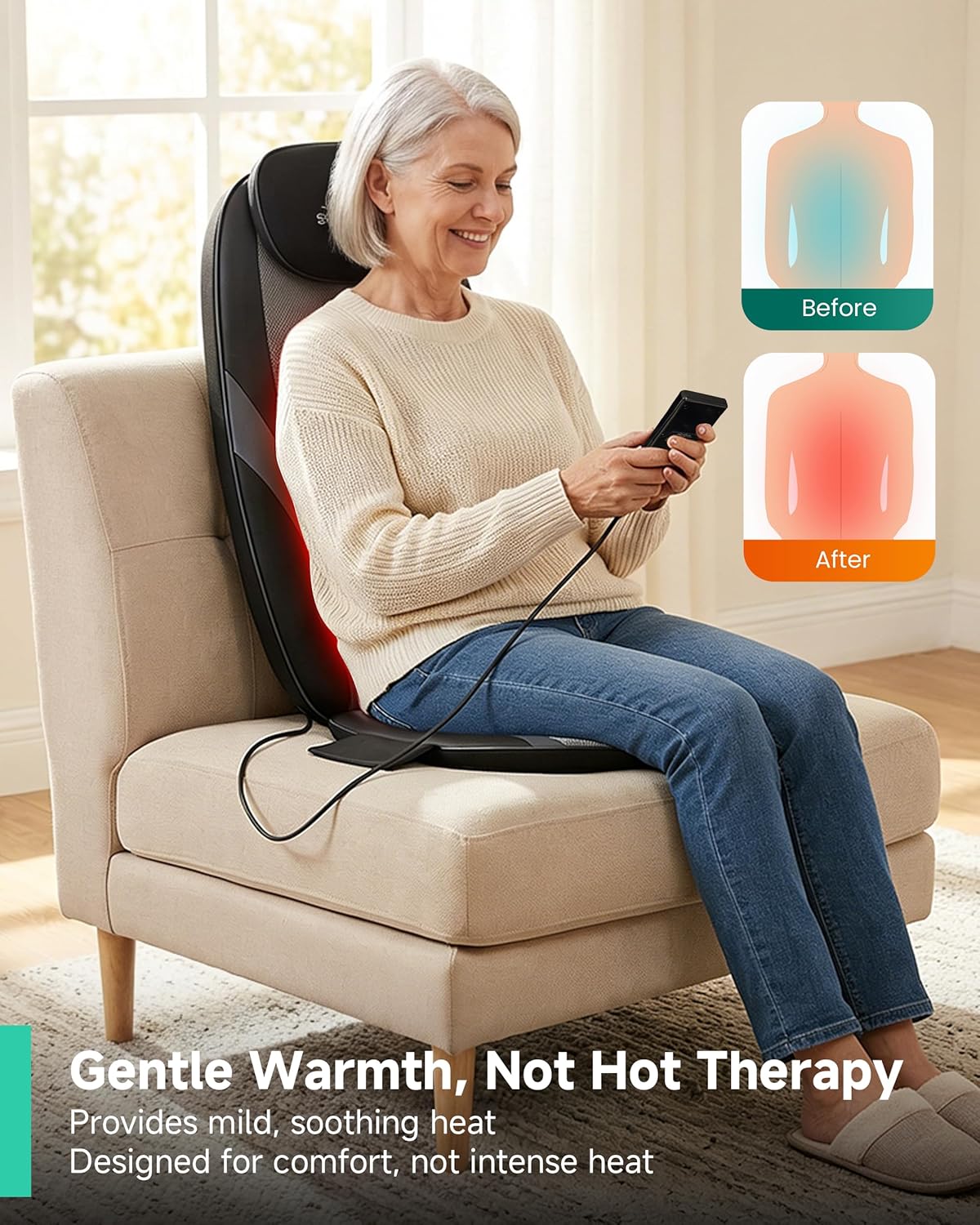 SNAILAX Shiatsu-massagekussen met warmtemassagestoel Pad Kneedende rugmassage voor thuisgebruik SL-256
