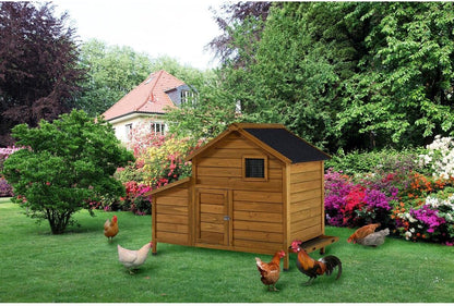 Chicken coop wood with nesting box "Cocotte" - Brown - maroon - QUORE