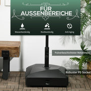 Parasolstandaard - Parasolvoet - met Wielen - voor Ø38-48 mm Parasolstang - Zand of Water Vulbaar - Metaal - 54.5 x 48 cm - Zwart