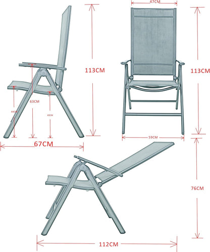 Chicreat High-Back Folding Camping Chair, Silver/Black, Aluminium