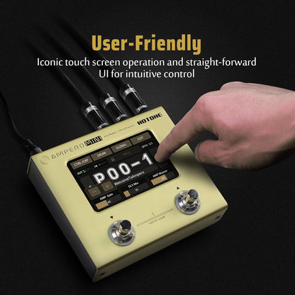 Hotone Gitaar bas multi-effecten processor touchscreen gitaar bas ampp modellering IR cabinets simulatie multi-taal stereo OTG USB audio interface Ampero Mini (Mustard)