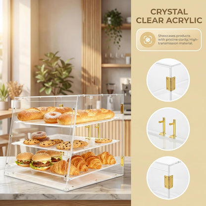 Commerciële Countertop Bakkerij Vitrine met Achterkant Magnetische Deuren, 20 "x 17" x 16.7" Gebak Vitrine Voedsel Vitrinekast voor Cake Donut