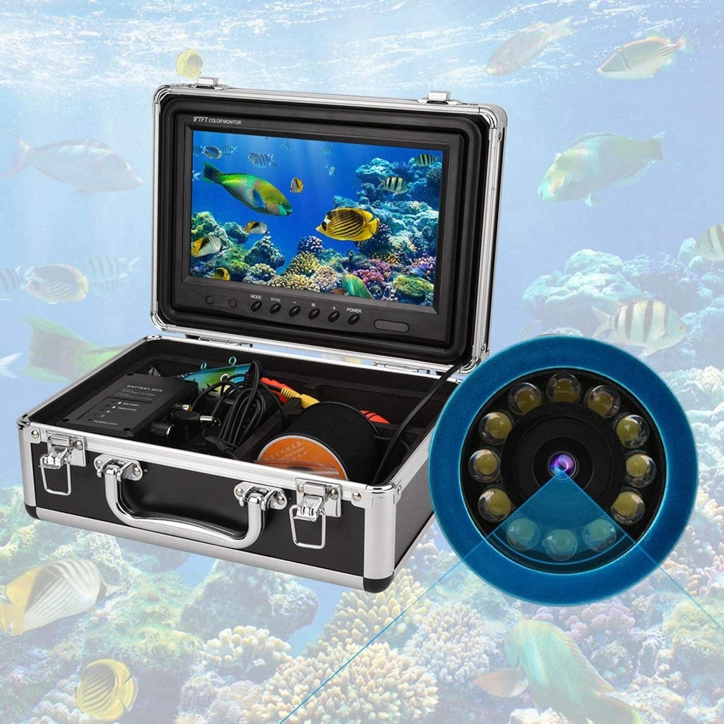 Fishfinder Videocamera Kit Waterdichte 30 m kabel 9 inch DVR met 30 meter kabel voor gebruik onder water(European regulations) underwater camera fishing unterwasserkamera zum angeln Cámaras espía