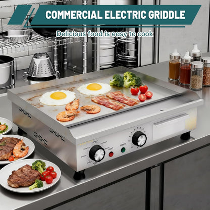 Elektrische grillplaat, professionele gastro elektrische grillplaat met 45 cm grilloppervlak, tafelgrill met timer