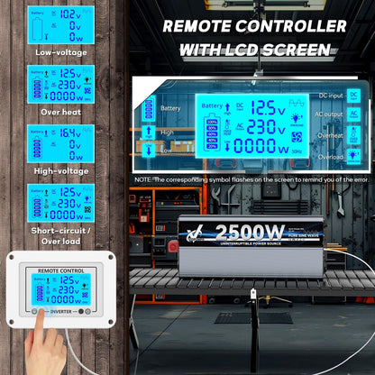 <font dir="auto" style="vertical-align: inherit;"><font dir="auto" style="vertical-align: inherit;">        2500 W 12 V 230 V pure sine wave inverter - grid priority switching - voltage converter       </font></font>