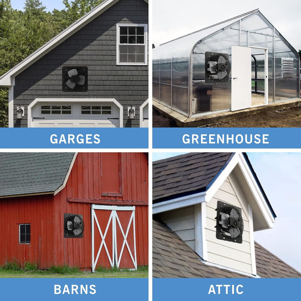 Aygrochy 350 mm afvoerventilator, afvoerluchtventilator voor verwarming, koeling, booster, groeitenten, hydroculturen, thuisgebruik, ventilatie en afzuigventilator.