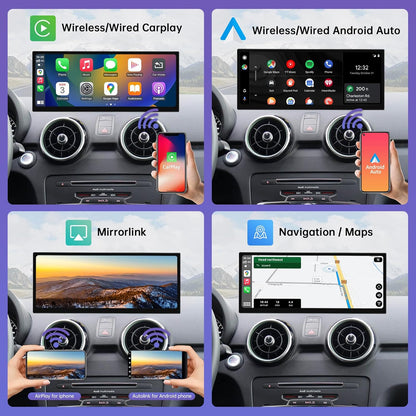 Road Top 12.3 Inch Autoradio Draadloos CarPlay Touchscreen voor Audi A1 2012-2018 Jaar, Autoradio Stereo Multimediascherm, Ondersteuning Draadloos Android Auto, Navigatie, Mirrorlink