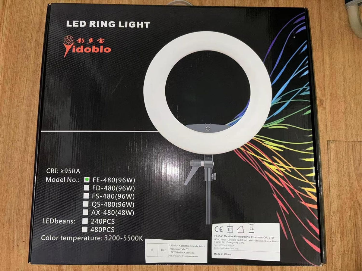 LV-960EII 96W LCD-scherm dimbaar 3200K-5500K hartvormig LED-ringlicht met afstandsbediening & 3 hot shoe voor YouTube-camera Smartphone Portret Selfie Video Studio