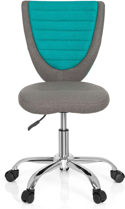 hjh OFFICE 670630 kinderbureaustoel KIDDY COMFORT stof grijs/turquoise draaistoel jeugdstoel bureaustoel, in hoogte verstelbaar