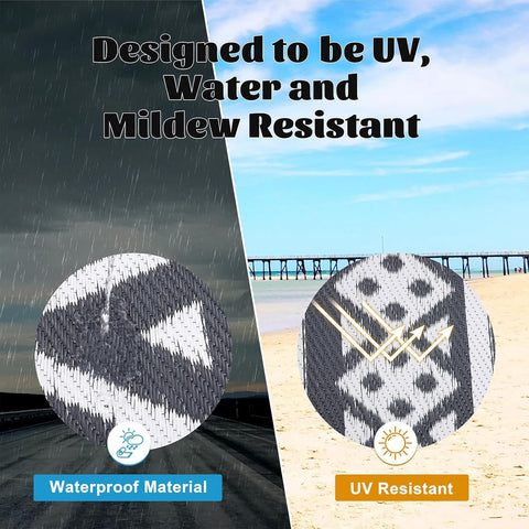 Buiten Vloerkleed - Buitenkleden - Buitentapijt - Opvouwbaar - UV-bestendig - Waterdicht - Omkeerbaar - Buitenmatten - voor Buiten - Balkon - Strand - Picknick -Terras - Rechthoekig - 240 x 300 cm - Grijs