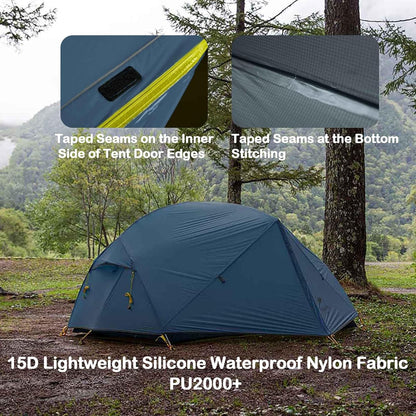 Naturehike Mongar Ultralichte tent, 1,57 kg, campingtent voor 2 personen, waterdicht PU2000+, winddicht, dubbellaagse rugzaktent voor wandelen, kamperen