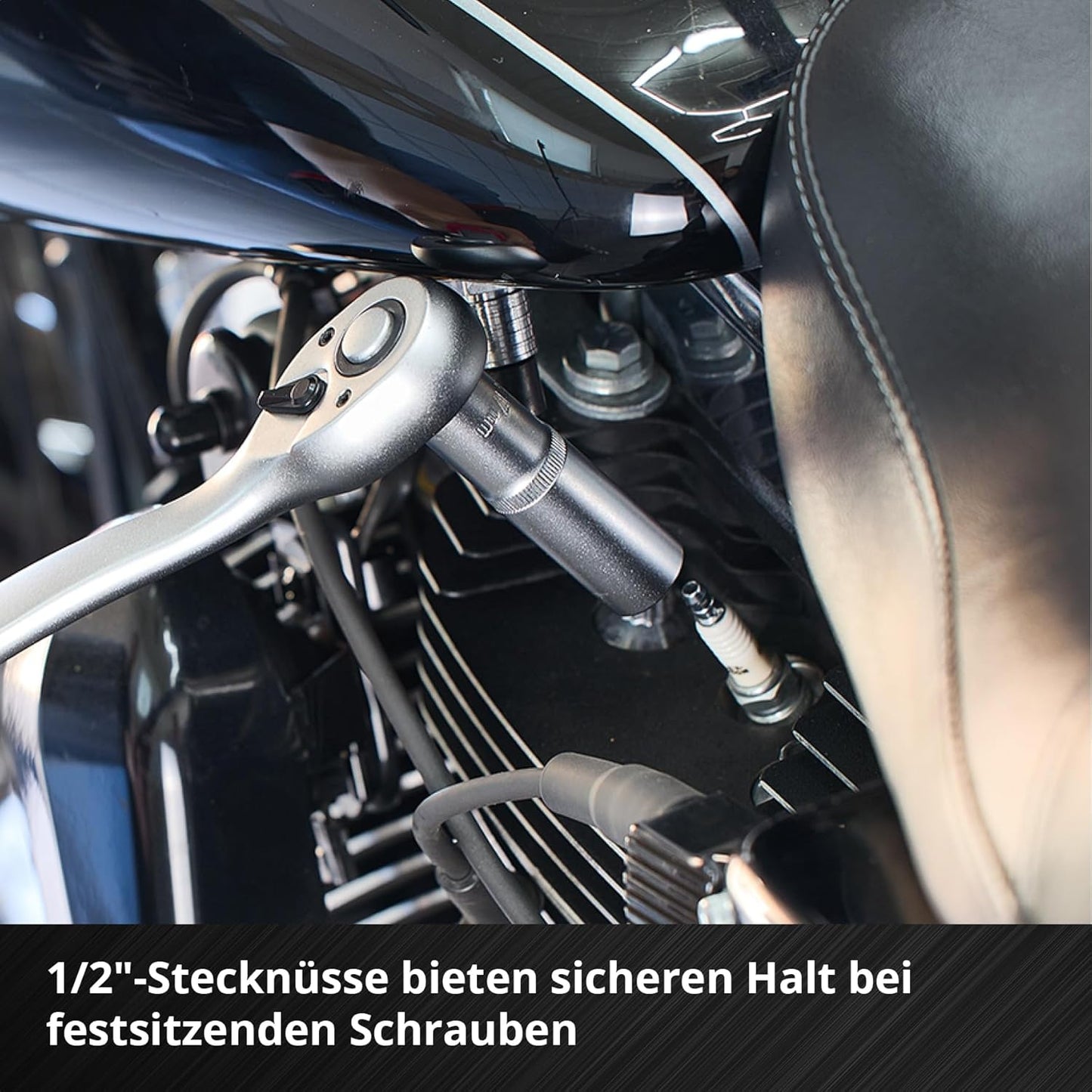 Originele Einhell Werkplaatskoffer E-Case 92 stuks (uitrusting, autodoppen, eindkappen, ratels, T-handgreep, E-koffersysteem)