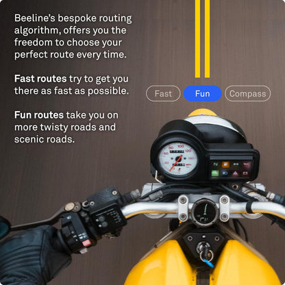 Beeline Moto II - Next Gen GPS Tracker voor motorfietsen | Compact ontwerp, waterdicht gebouwd, eenvoudig display en 14 uur batterij |Handschoenvriendelijk motornavigatiesysteem Perfect voor avontuur