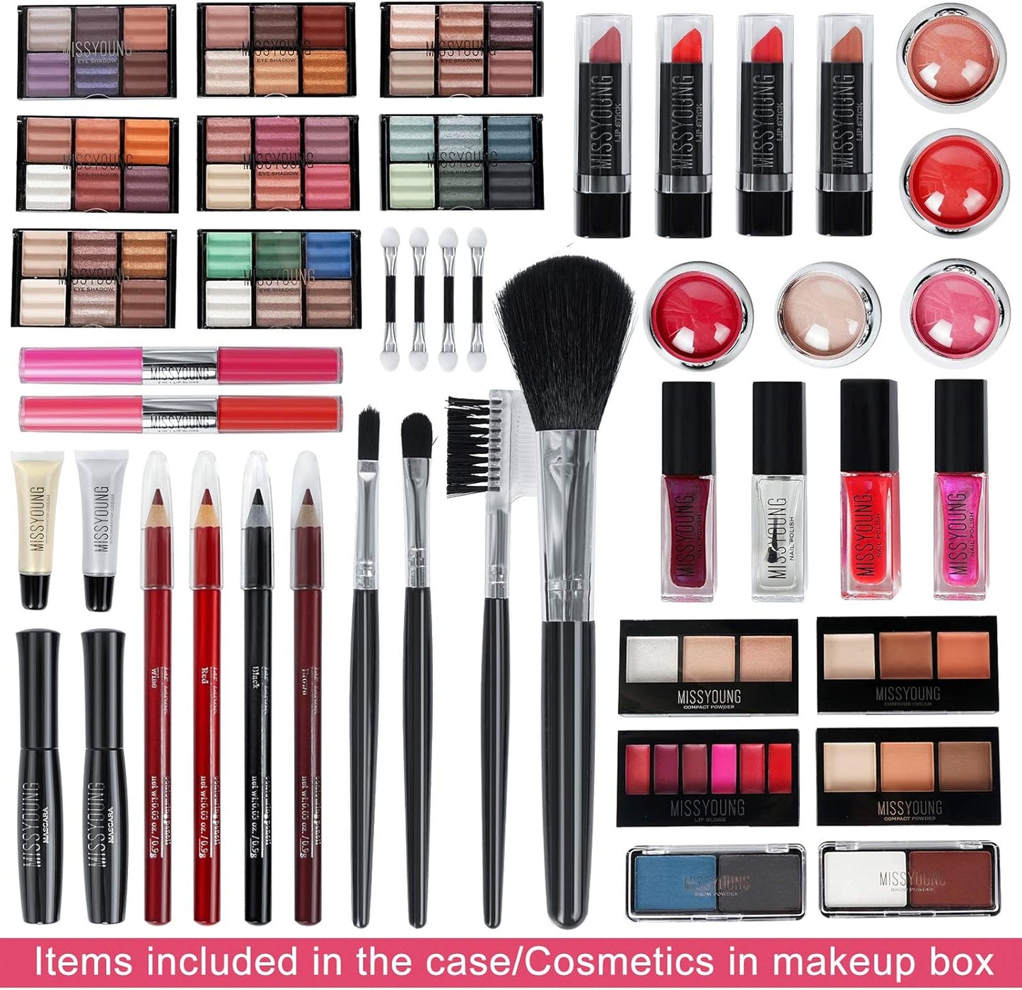 All-in-One Make-up Box Set Multifunctionele Cosmetica Opbergdoos Beauty Case Professionele Inhoud Oogschaduw Concealer Lipgloss Blusher Compact Poeder Wenkbrauw en Make-up Potlood Kwast #3