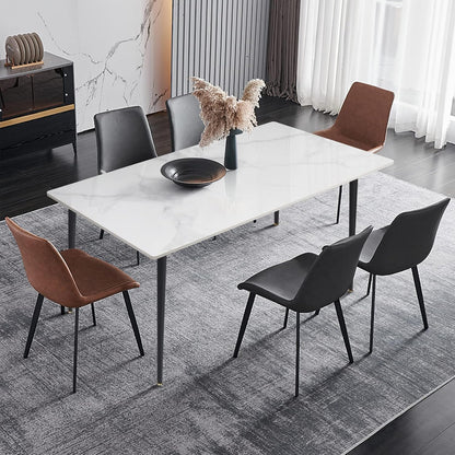 FATIVO Eetkamertafel marmeren eettafel 120x70cm, keukentafel klein 4 personen smalle eettafel eenvoudige woonkamer wit hoogglans Scandinavische tafels voor eetkamer restaurant metalen tafelpoten