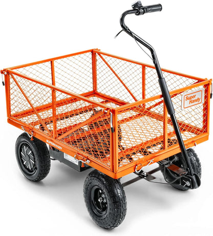 SuperHandy Wagon Utility Cart Hand Truck Handleiding Heavy Duty Gazon Tuin met Verwijderbare Zijmazen 180 kg Max Capaciteit, Zwart