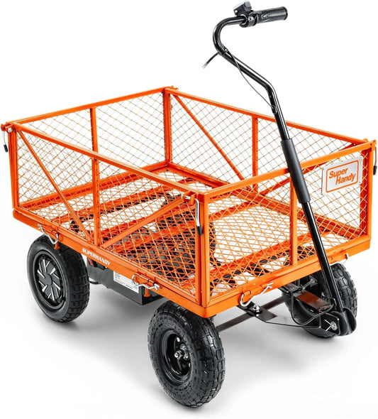 SuperHandy Wagon Utility Cart Hand Truck Handleiding Heavy Duty Gazon Tuin met Verwijderbare Zijmazen 180 kg Max Capaciteit, Zwart