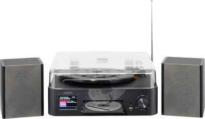 Reflexion Draaitafel met luidspreker en wifi, retro hifi-installatie met DAB+, internetradio, bluetooth, cd, USB-mp3-opname, kleurendisplay, wekker en slaaptimer, compleet systeem incl