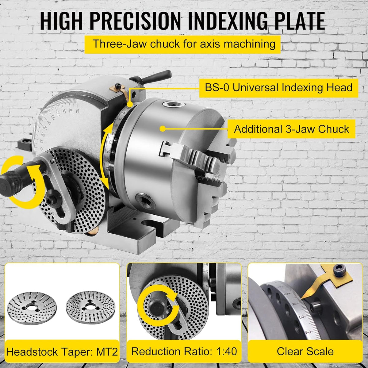 VEVOR Indexing plate BS-0, Cast iron separation plate, splitting head, ideal for vertical/horizontal milling machines, turntables, circular cutting and drilling work