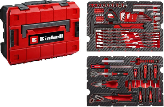 Originele Einhell E-CASE 80-delige gereedschapskoffer (hoogwaardige gereedschapsset in robuuste, stapelbare kunststof koffer als ideale basisuitrusting voor het huishouden, werkplaats of op reis)