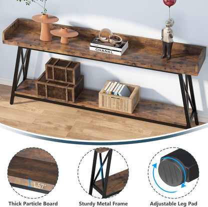 Tribesigns Console Table Rear Sofa Extra Long 180 cm Industrial Style for Living Room Narrow Entrance Long Table Brown