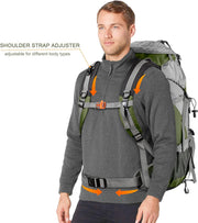 Wandelrugzak - Kampeertas - Trekking rugzak - Camping Essentials Tas - met Regenhoes 50L - Lichtgewicht - Waterdichte - 8 Verstelbare Riemen - Nylon - Groen