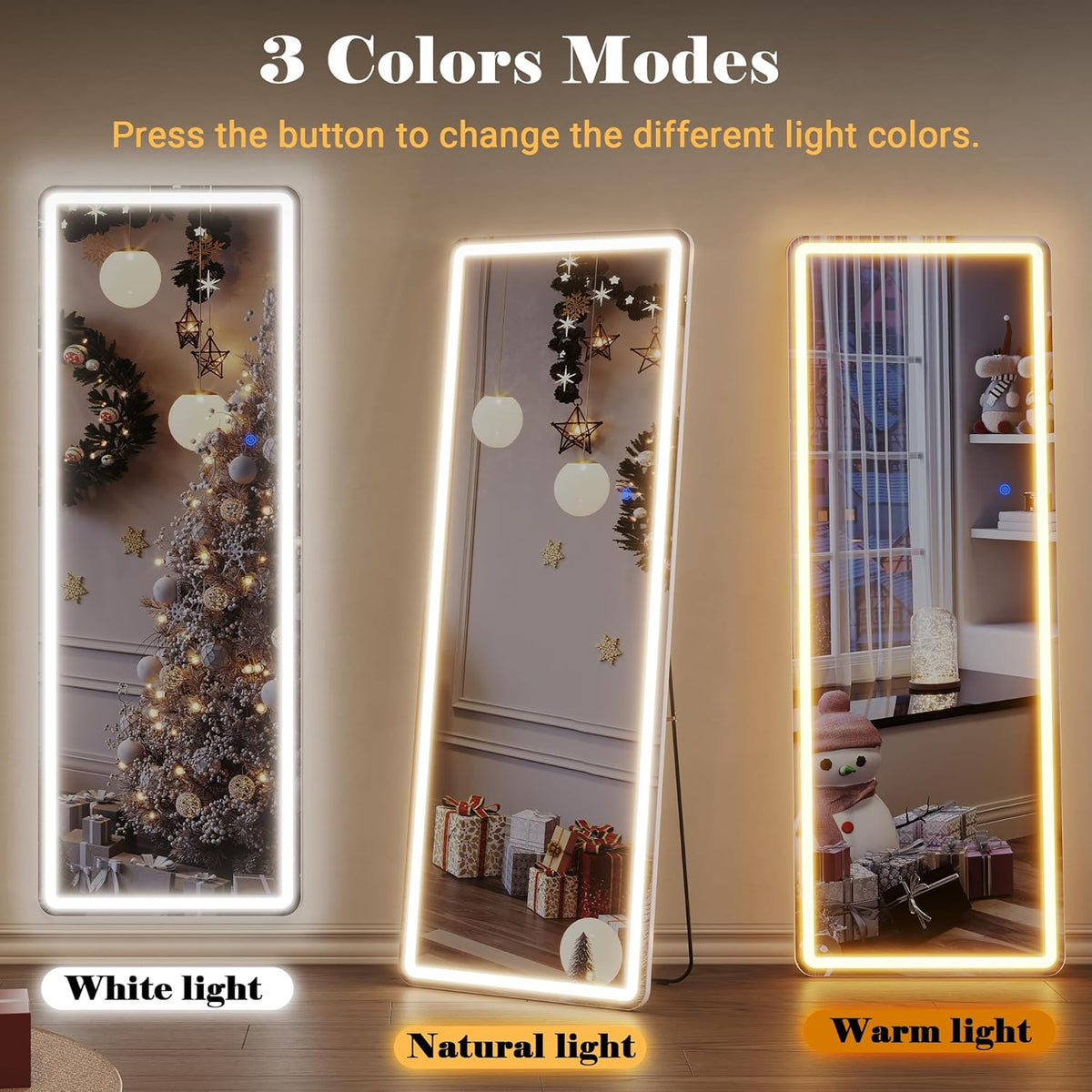 Staande Spiegel Grote – Lange Spiegel – LED Spiegel – Vloerspiegel – Passpiegel – 178 x 65 cm – Ingebouwde LED Verlichting Met 3 Lichtstanden – Veilig Onbreekbaar Zilverglas