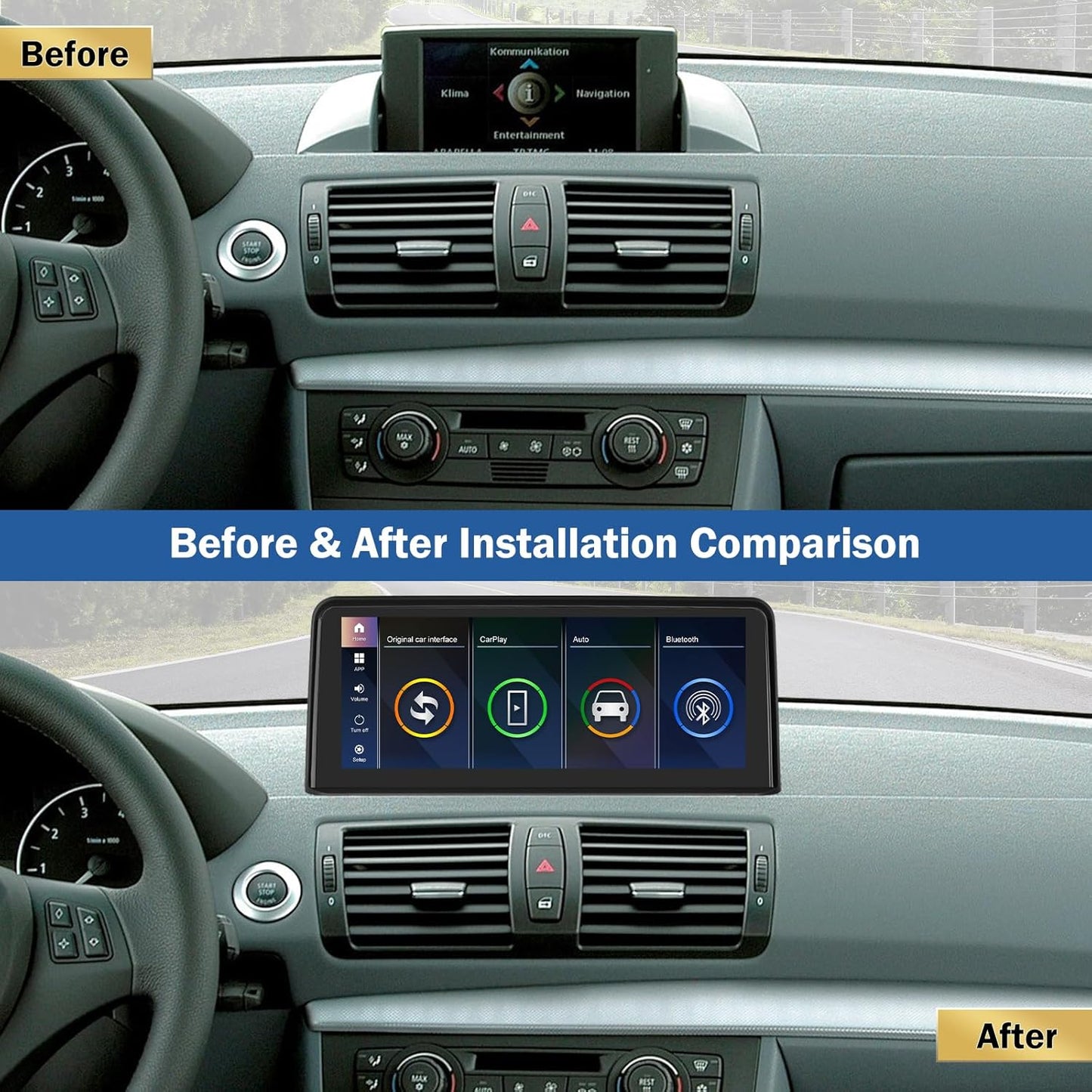 10,25 Inch Autoradio Touchscreen – Auto Multimedia Scherm – Navigatiesysteem – Infotainment Scherm – Draadloze CarPlay Android Auto – HD Resolutie – Mirrorlink Compatible